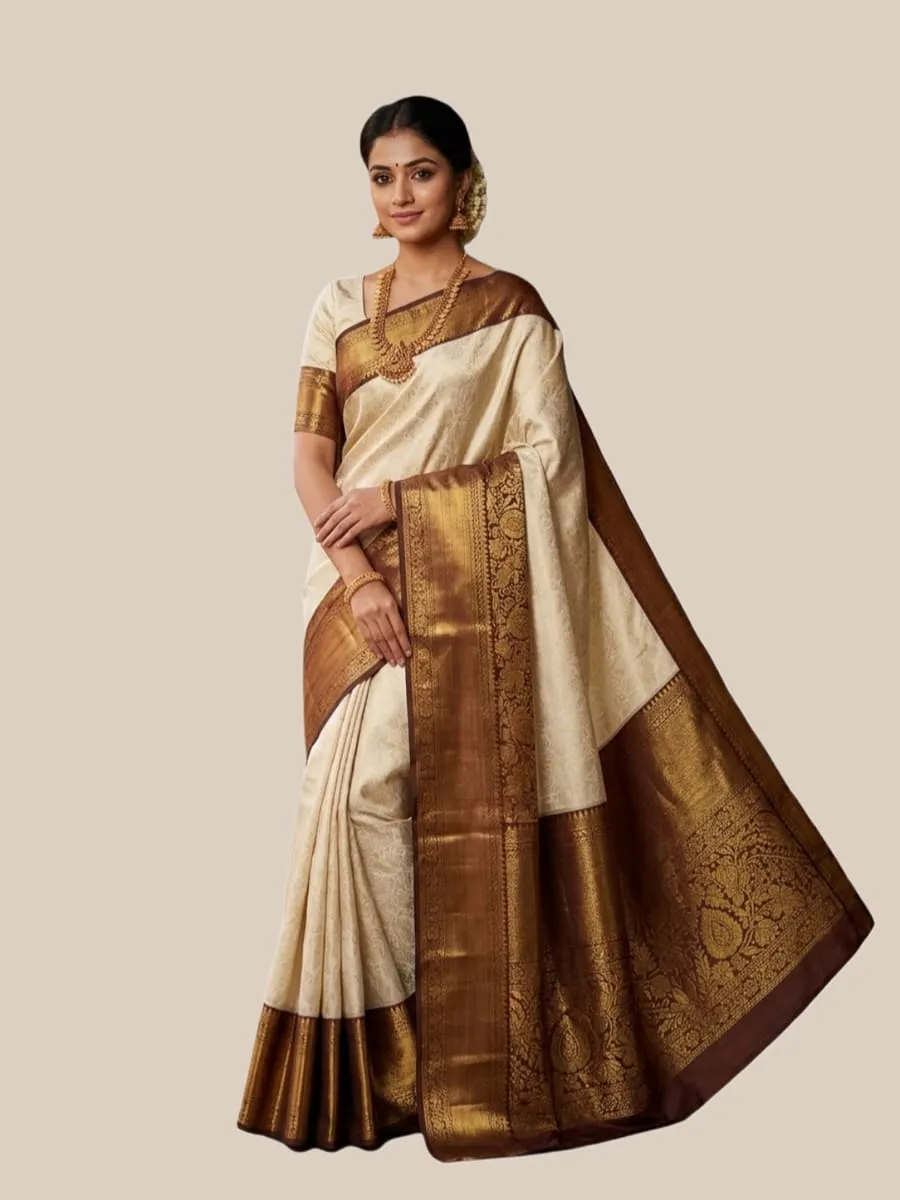 Bride in royal purple Kanchipuram silk saree 2