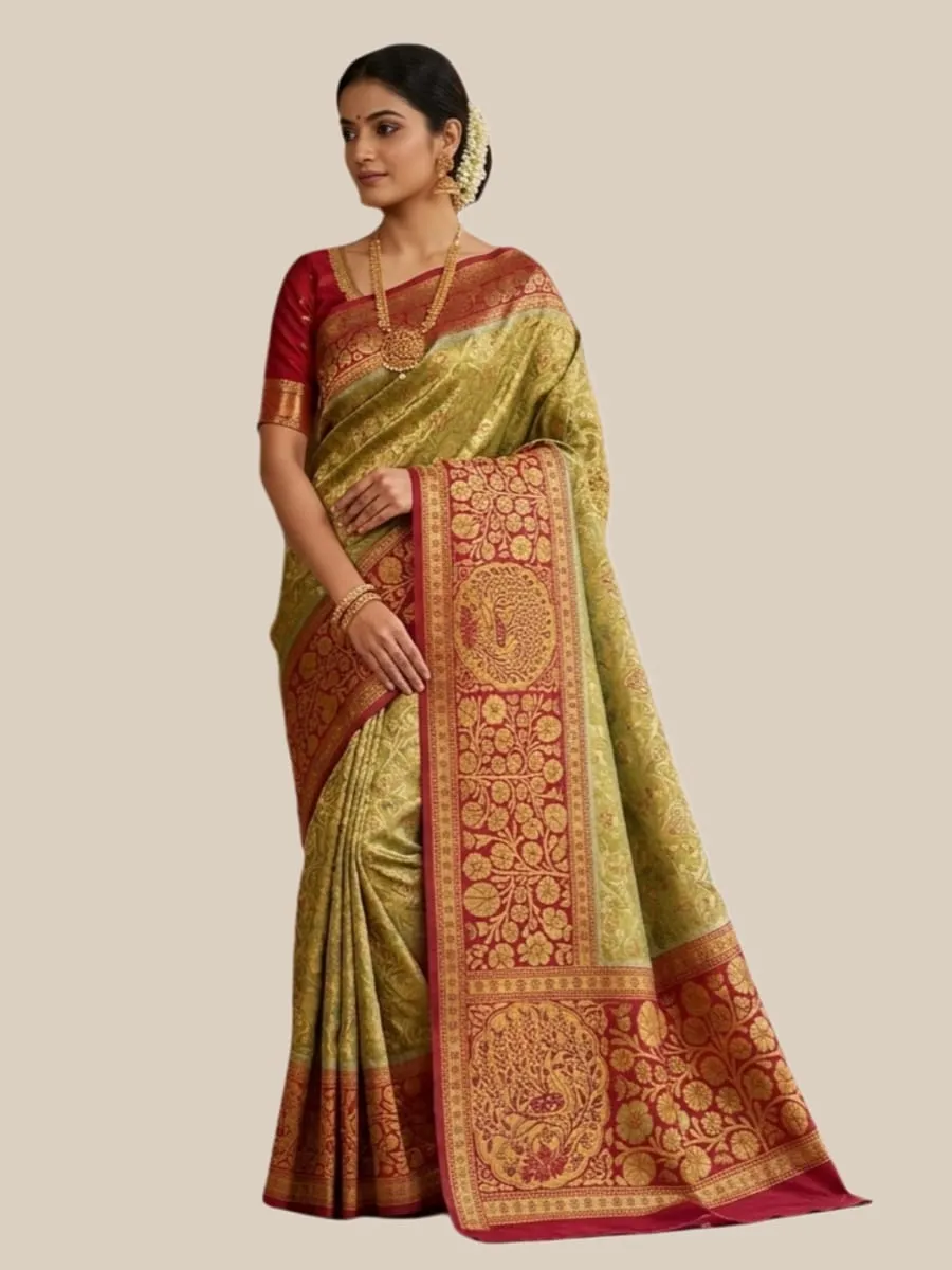 Bride in royal purple Kanchipuram silk saree 5